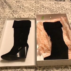 Michael Kors wedge heel suede boots